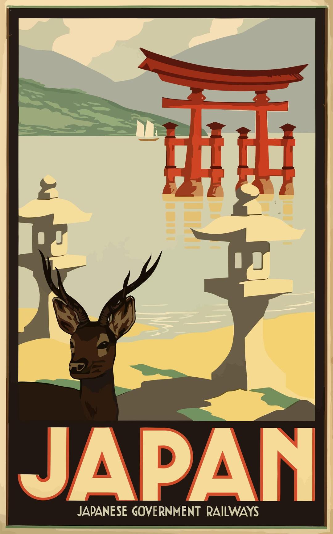 Vintage Travel Poster Japan png transparent