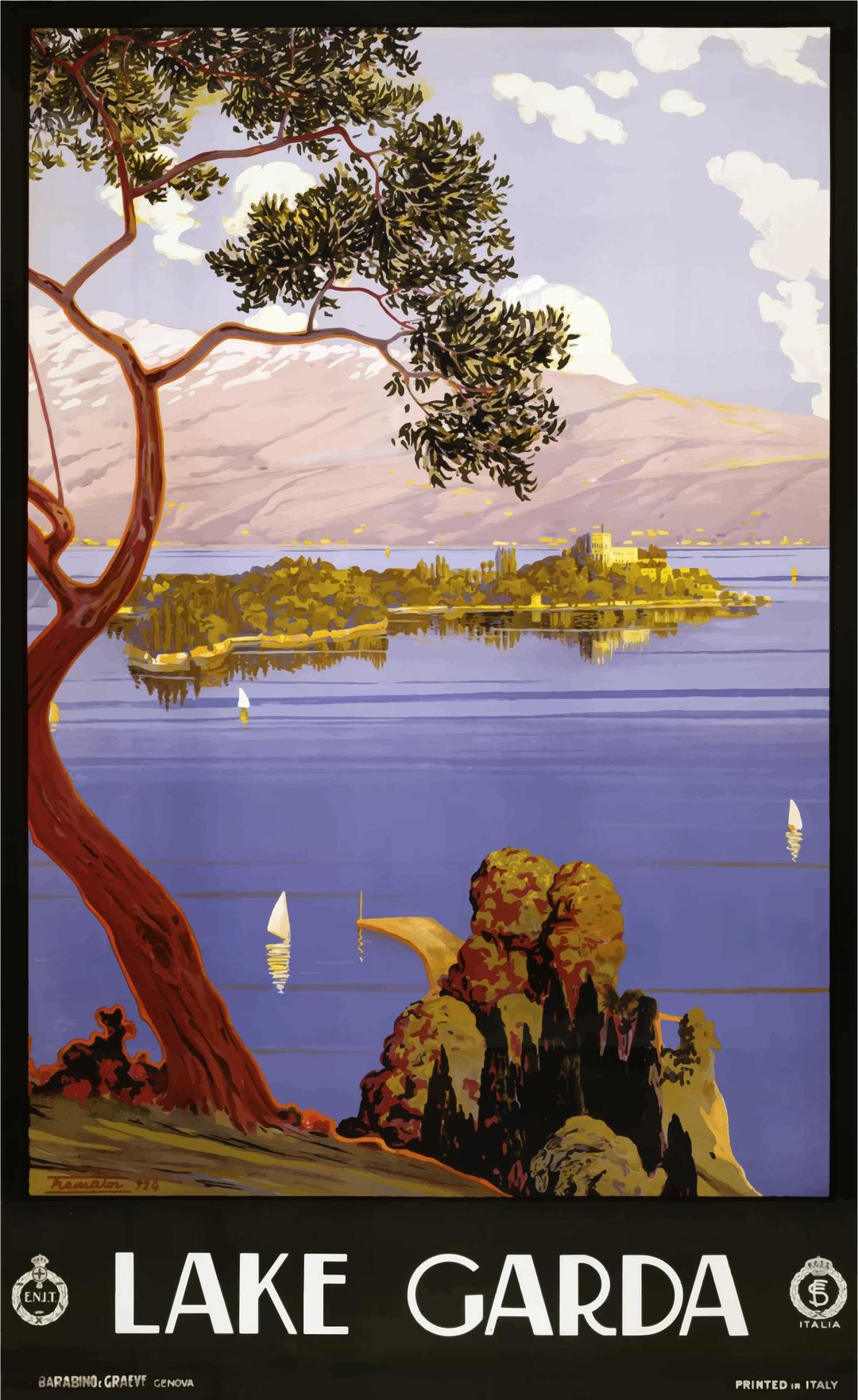 Vintage Travel Poster Lake Garda Italy 1924 png transparent