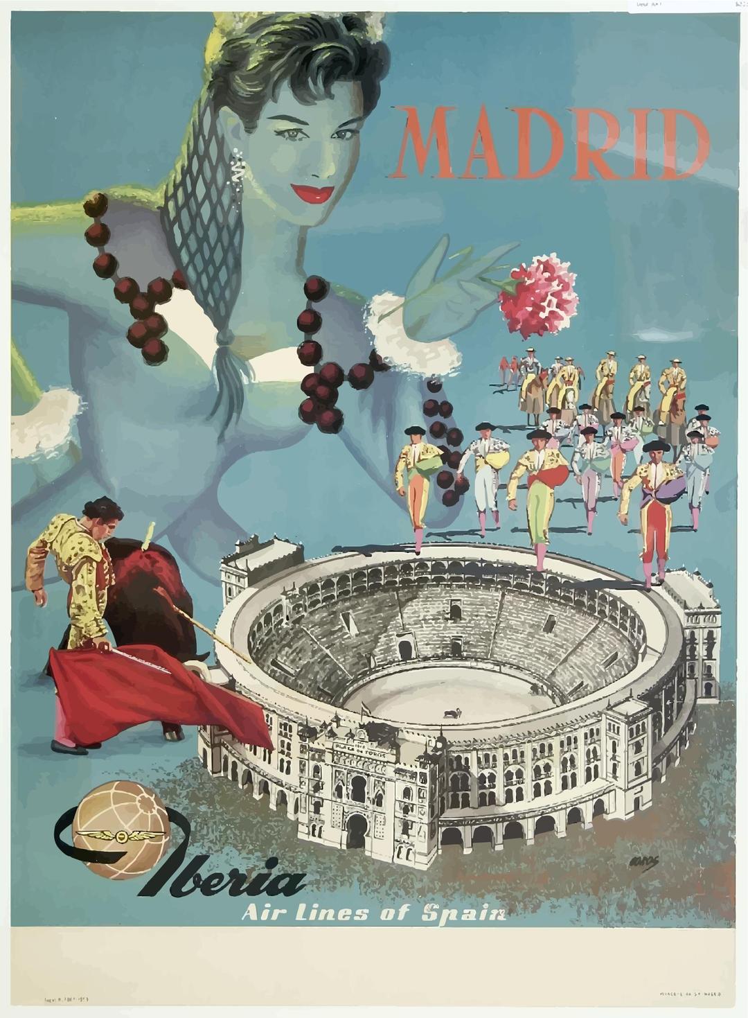 Vintage Travel Poster Madrid Spain png transparent