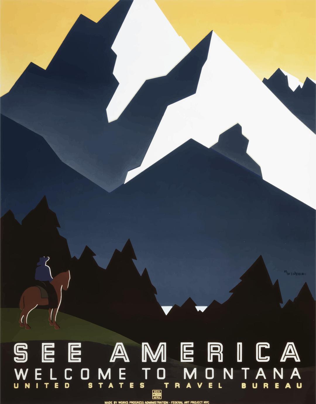 Vintage Travel Poster Montana America USA png transparent