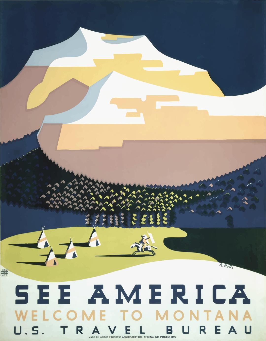Vintage Travel Poster Montana America USA 2 png transparent