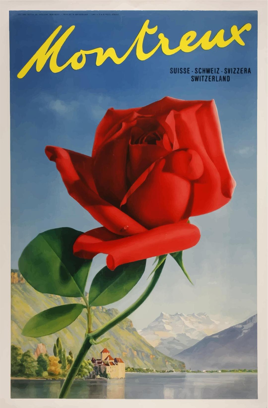 Vintage Travel Poster Montreux Switzerland png transparent