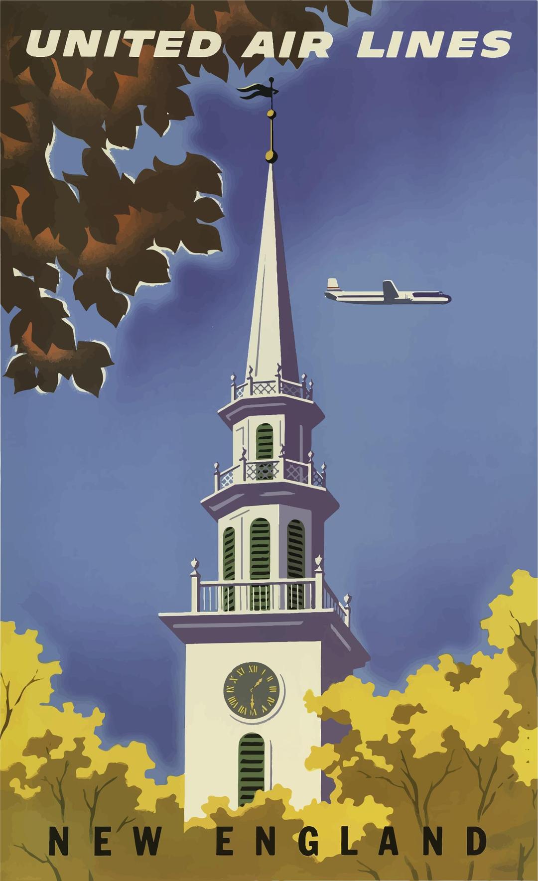 Vintage Travel Poster New England USA png transparent