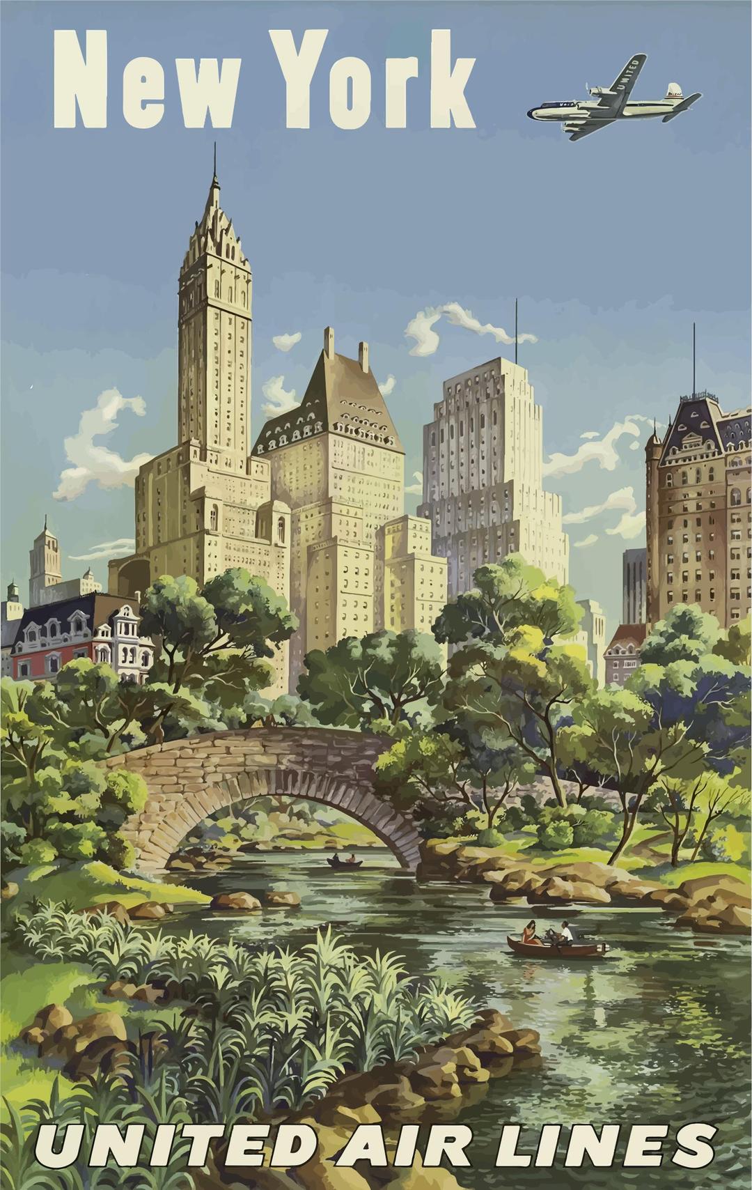 Vintage Travel Poster New York 2 png transparent