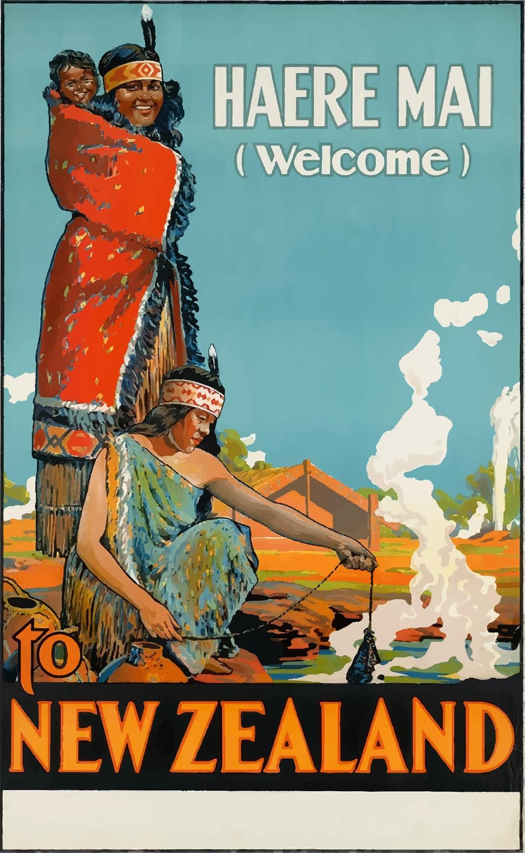 Vintage Travel Poster New Zealand png transparent