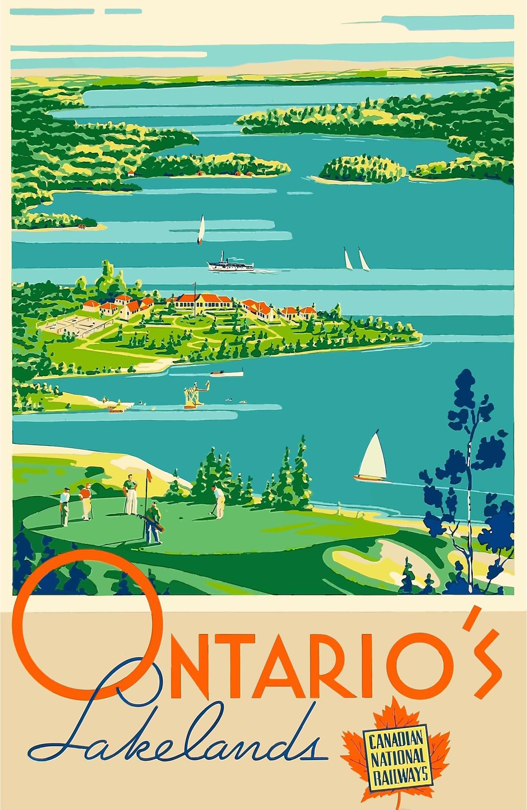 Vintage Travel Poster Ontario Canada png transparent