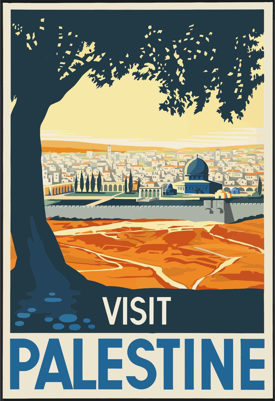 Vintage Travel Poster Palestine png transparent