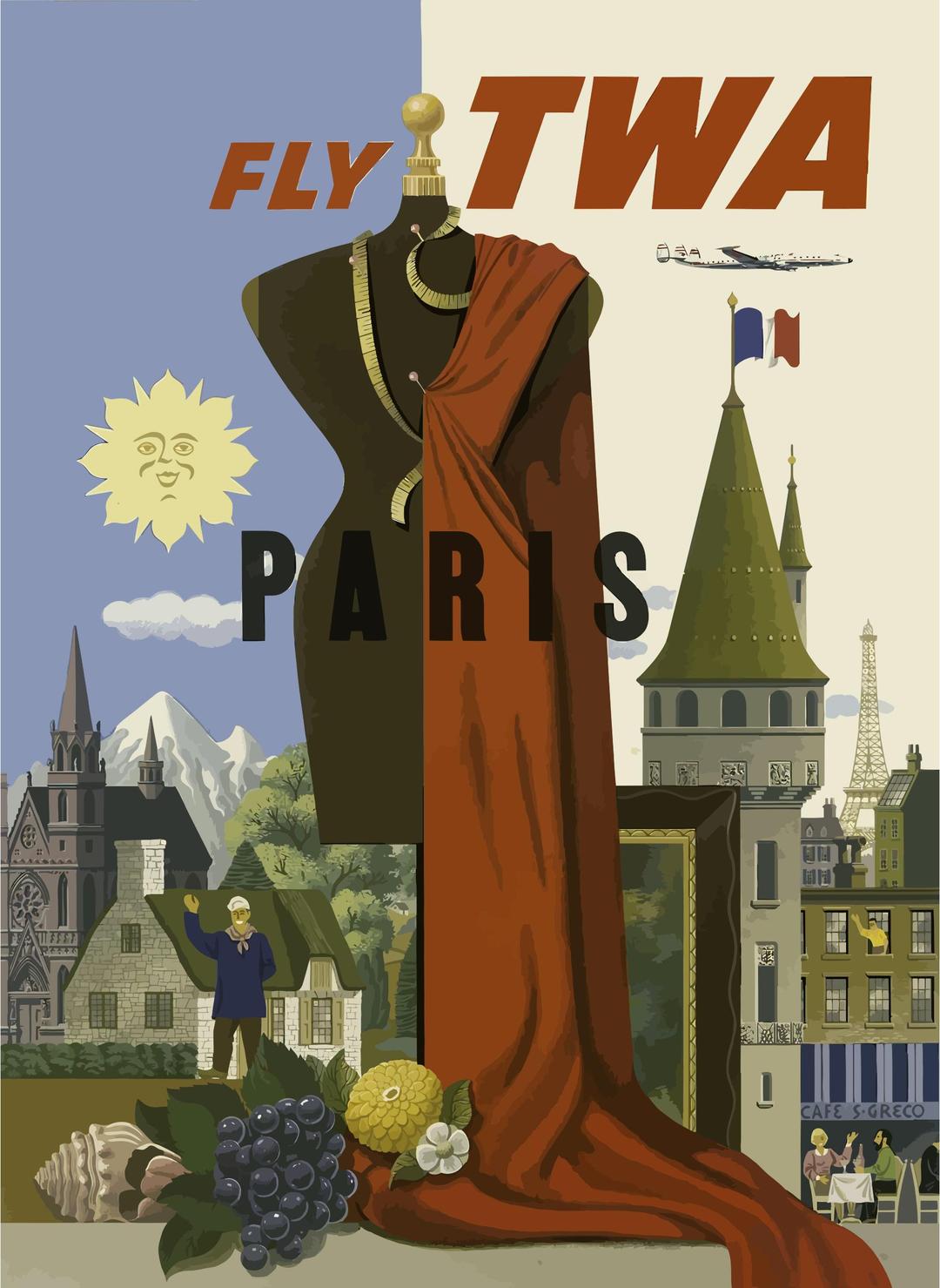 Vintage Travel Poster Paris png transparent