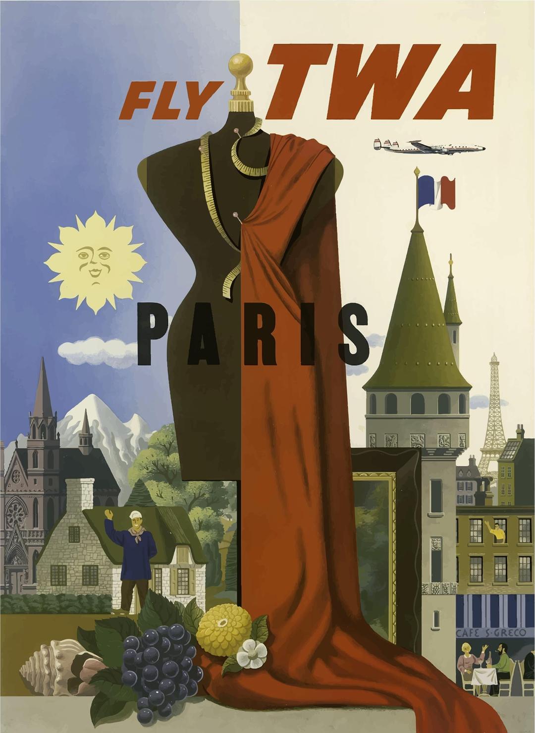 Vintage Travel Poster Paris AI png transparent