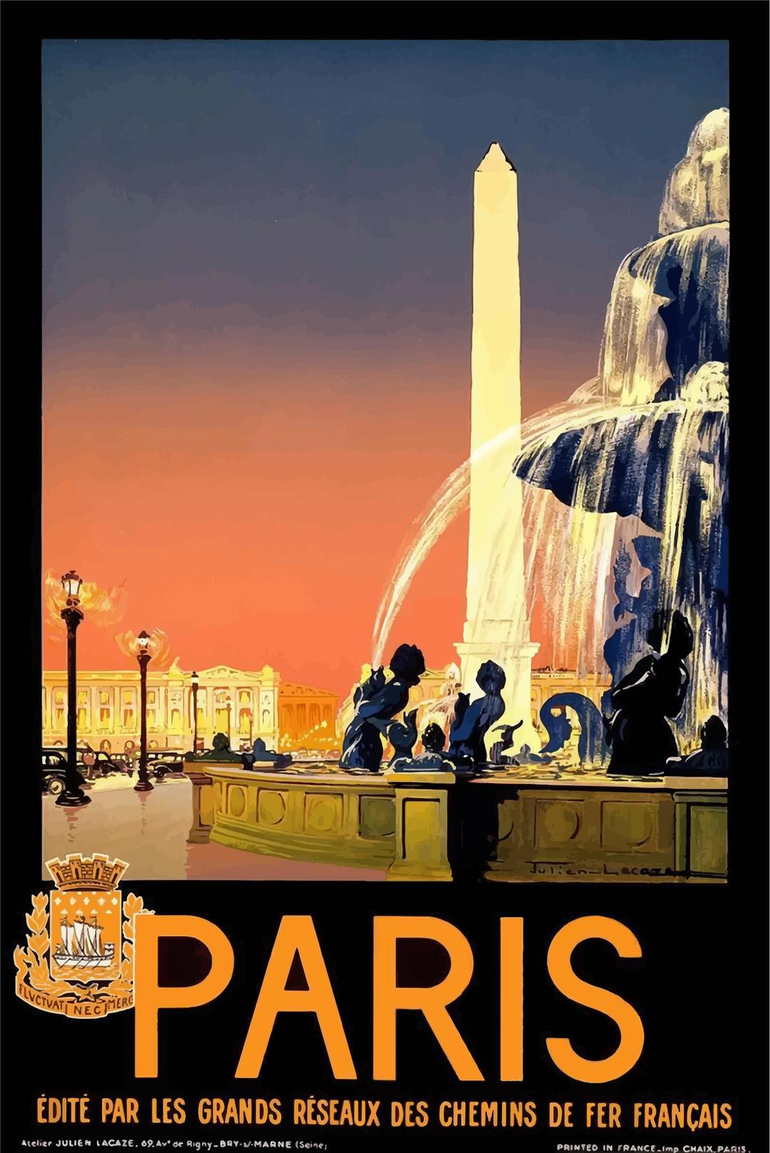Vintage Travel Poster Paris France 2 png transparent