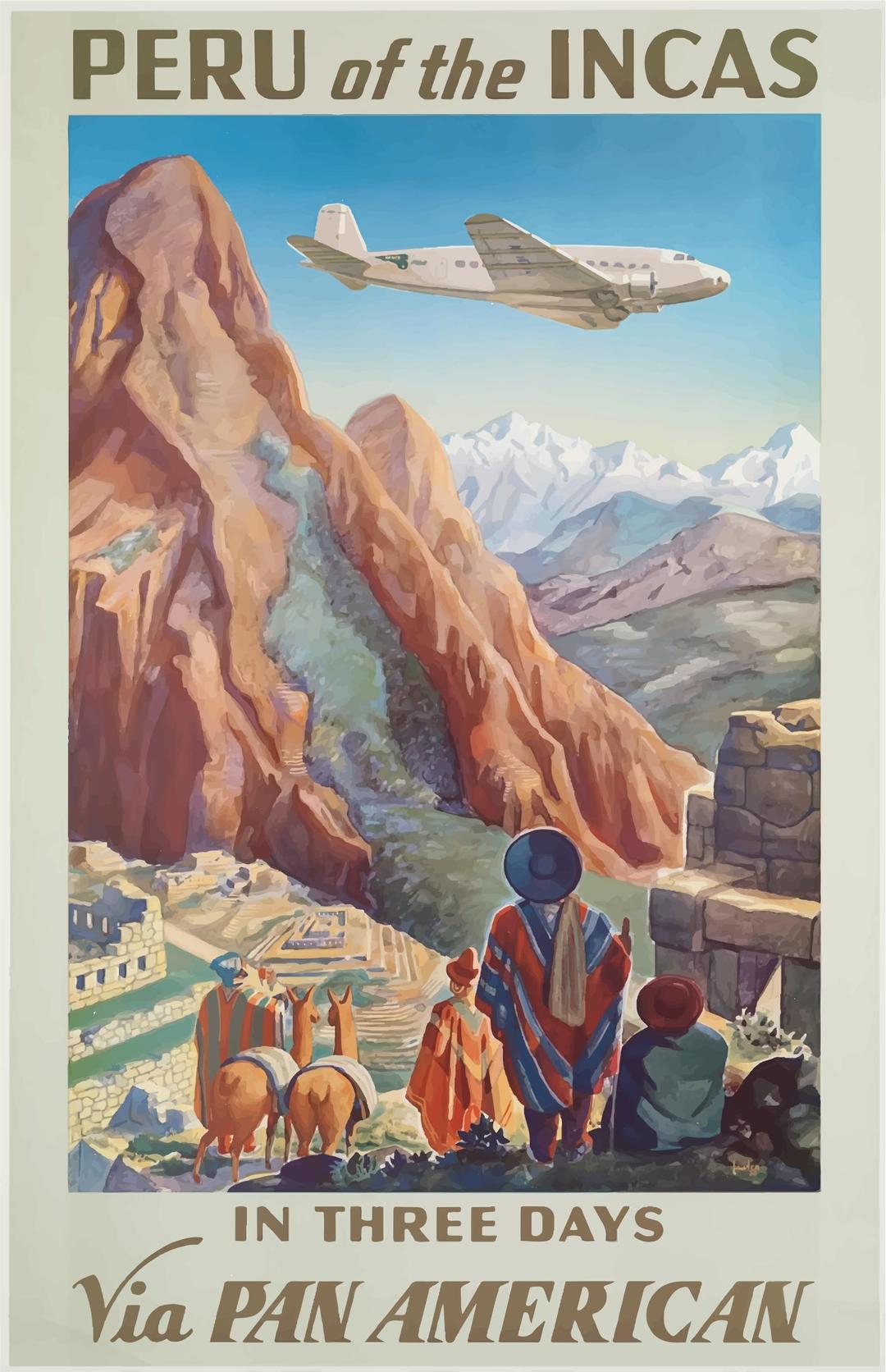 Vintage Travel Poster Peru png transparent