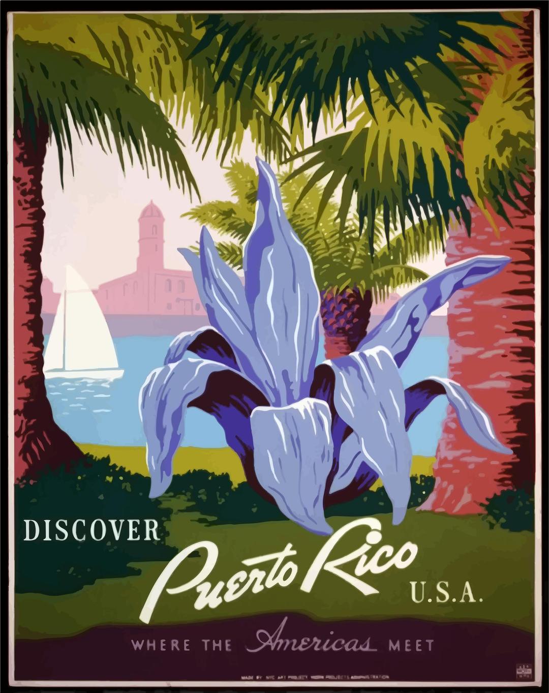 Vintage Travel Poster Puerto Rico 2 png transparent