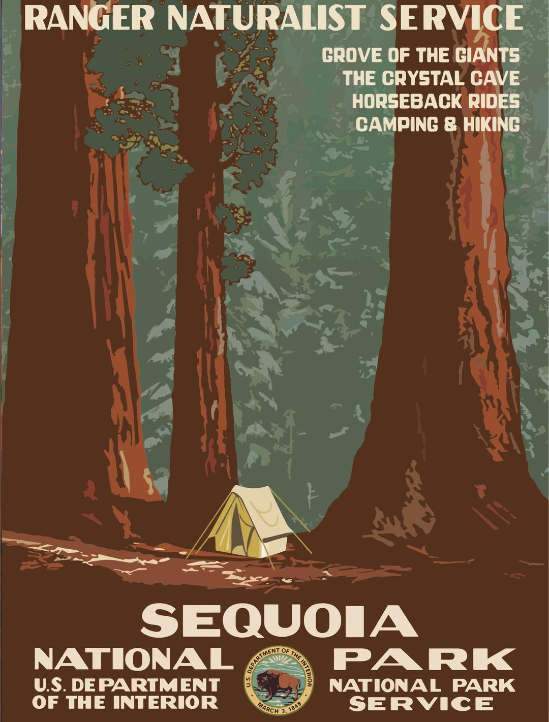 Vintage Travel Poster Sequoia National Park png transparent