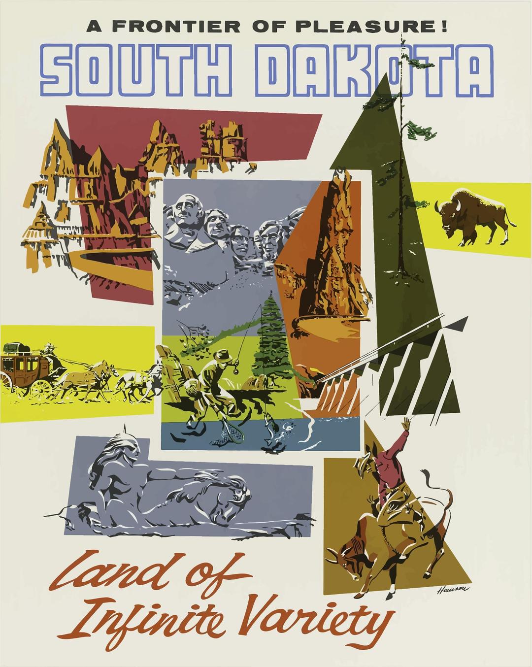 Vintage Travel Poster South Dakota USA png transparent