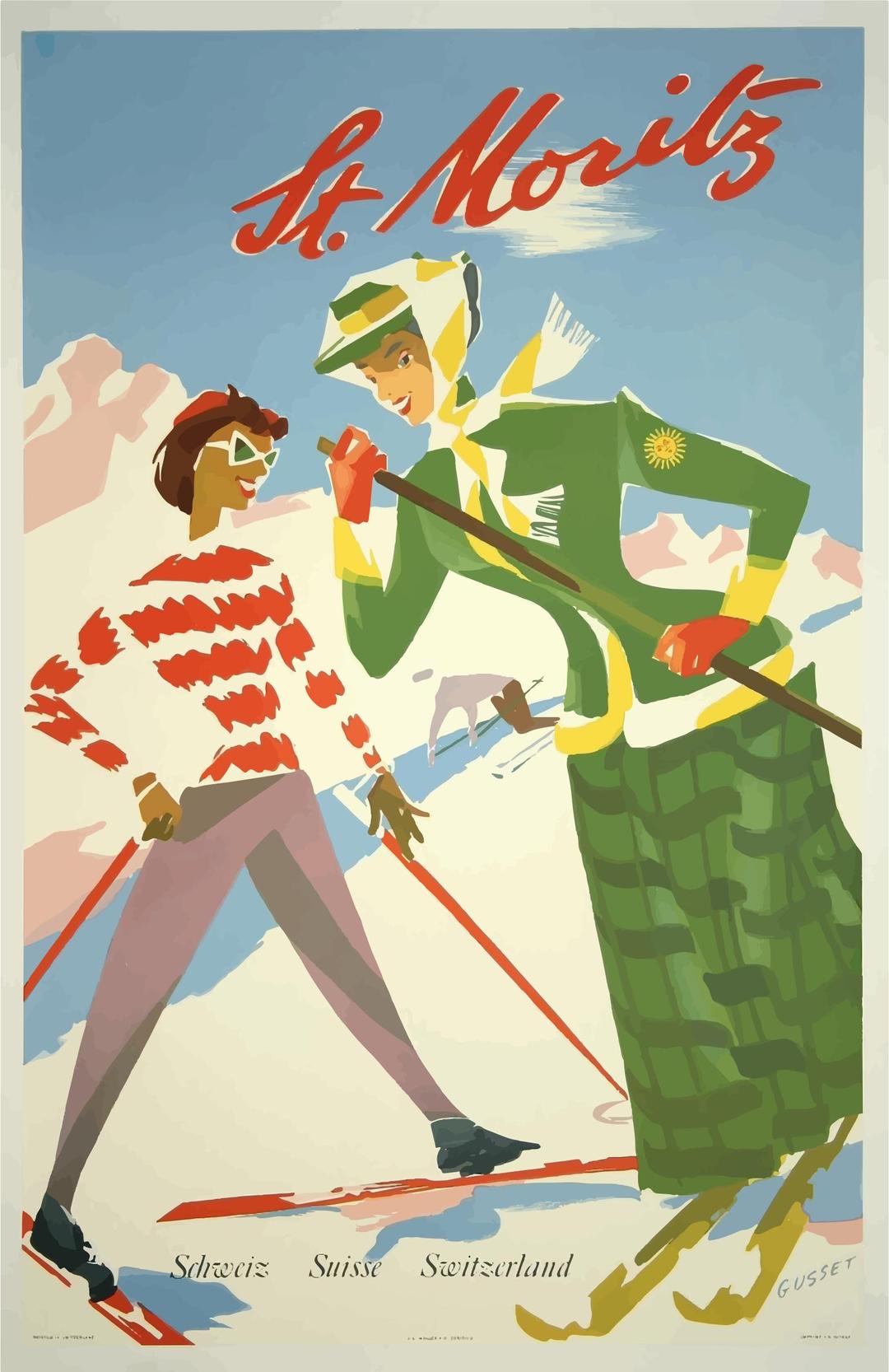 Vintage Travel Poster St Moritz Switzerland png transparent
