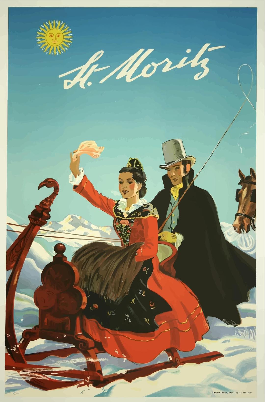 Vintage Travel Poster St Moritz Switzerland 2 png transparent