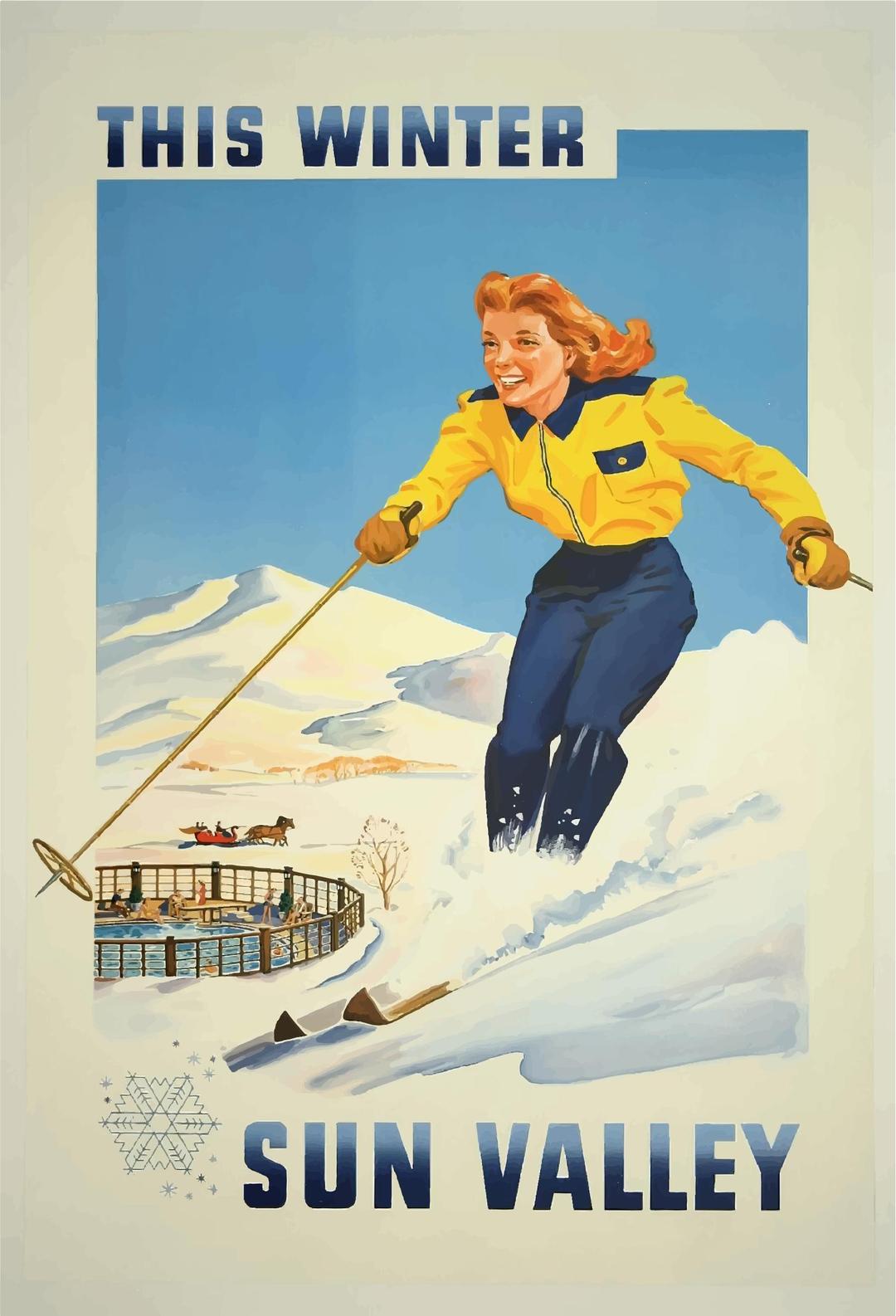 Vintage Travel Poster Sun Valley Idaho png transparent