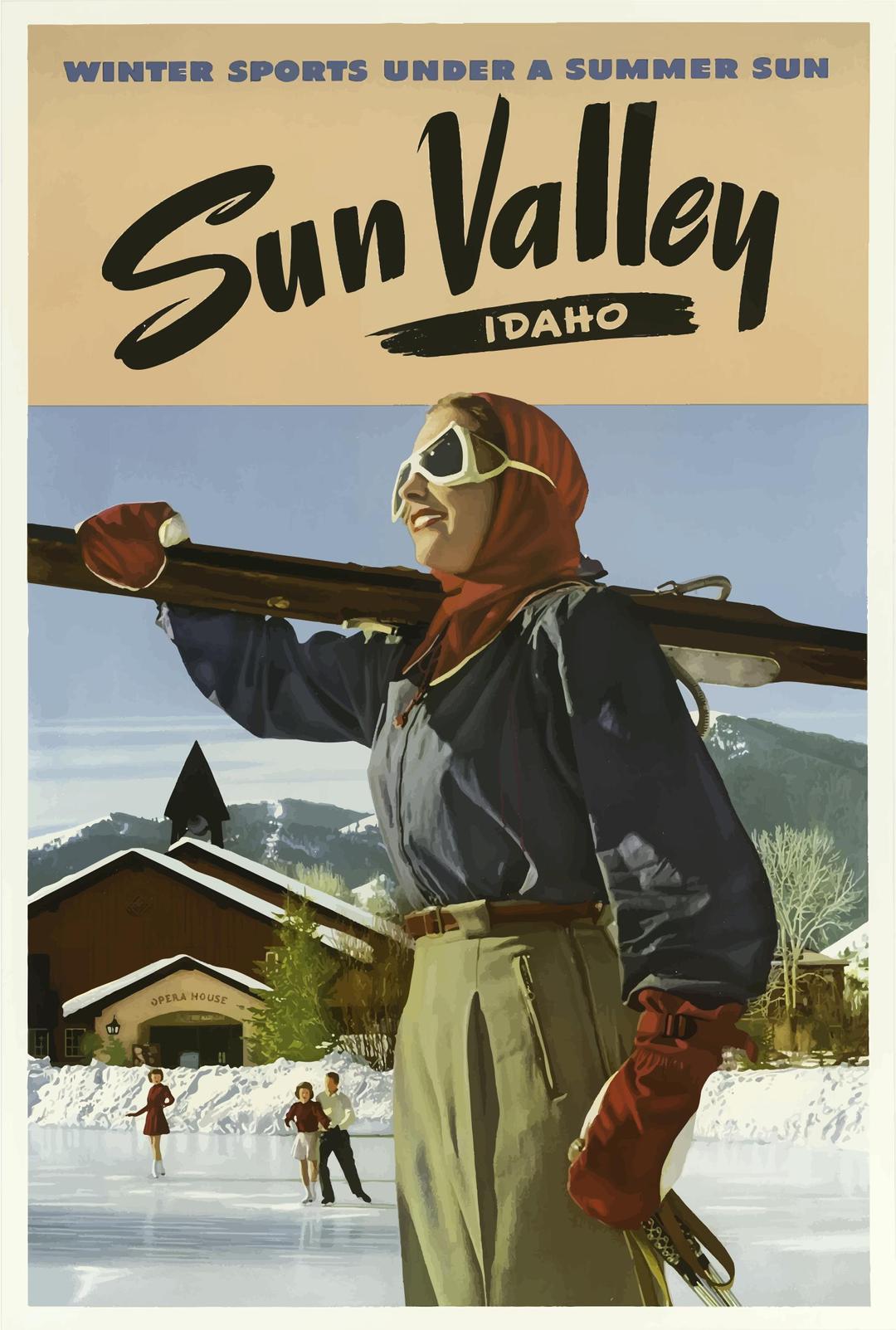 Vintage Travel Poster Sun Valley Idaho 2 png transparent