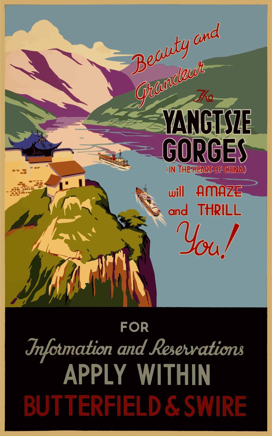 Vintage Travel Poster Yangtsze Gorges China png transparent