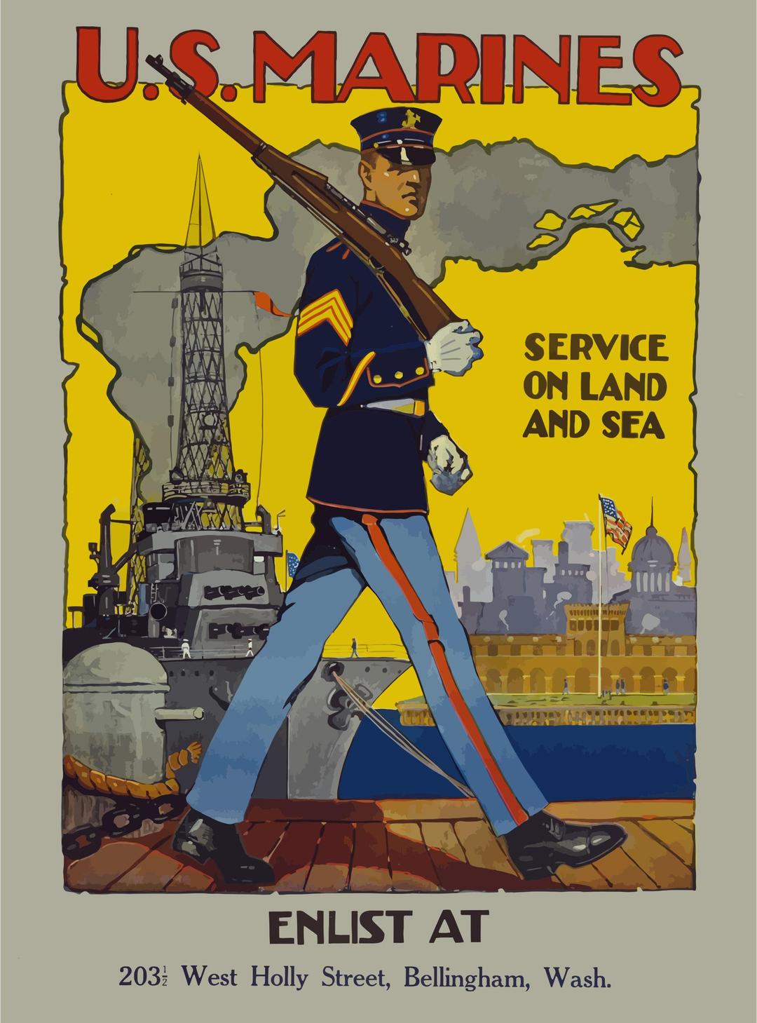 Vintage US Marines Poster png transparent