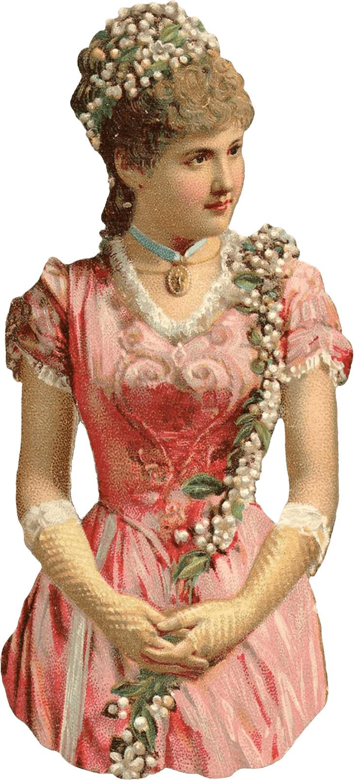 Vintage Victorian Lady With Long Gloves png transparent