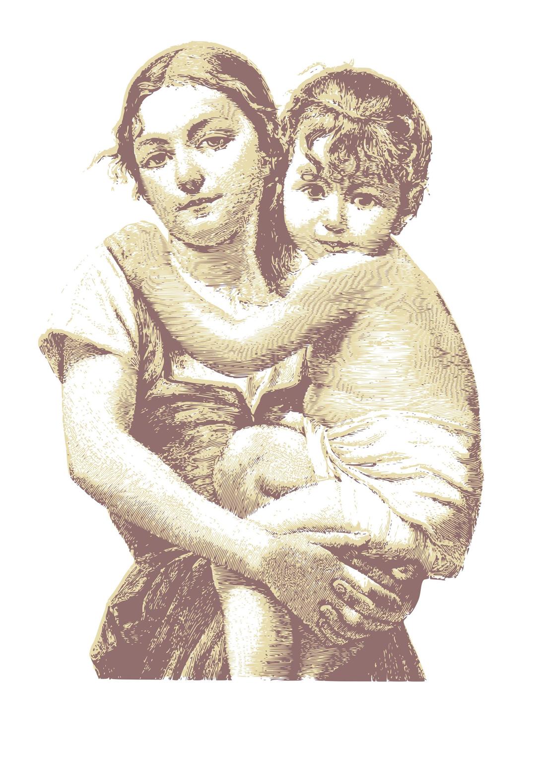 Vintage woman with child 02 png transparent