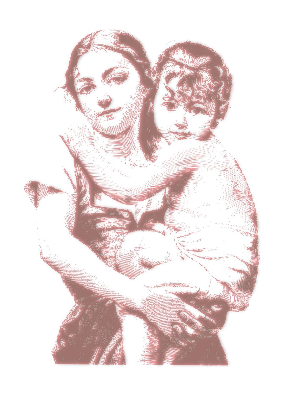 Vintage woman with child 03 png transparent