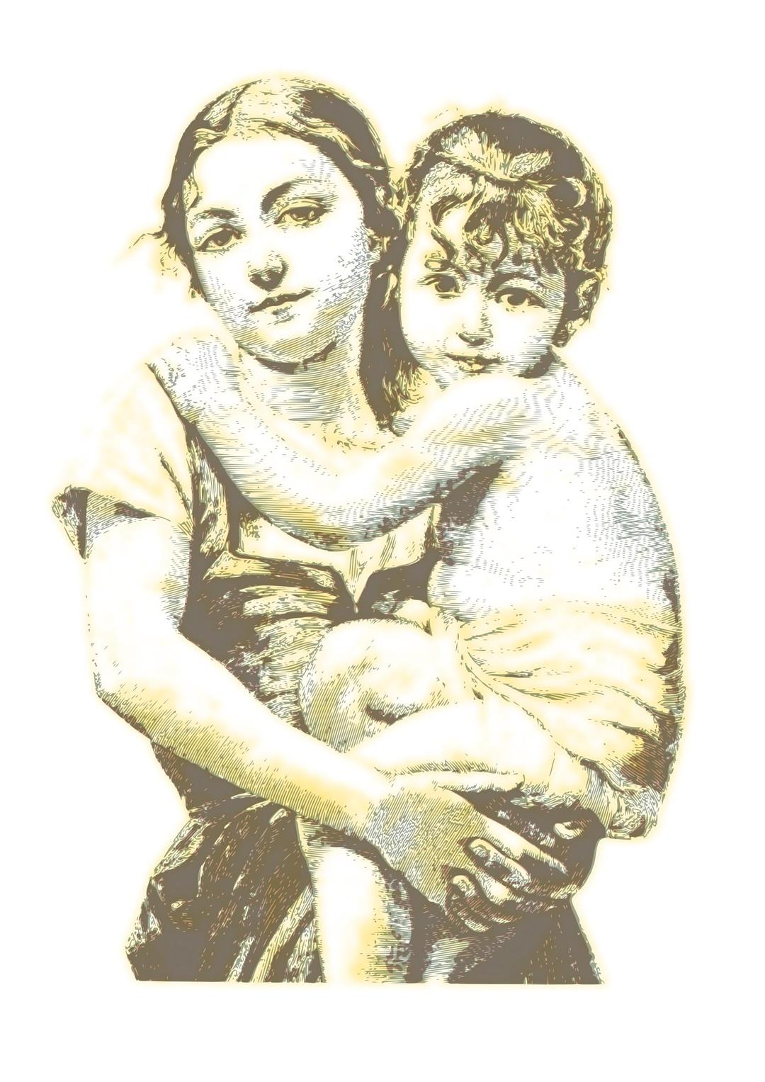Vintage woman with child 04 png transparent