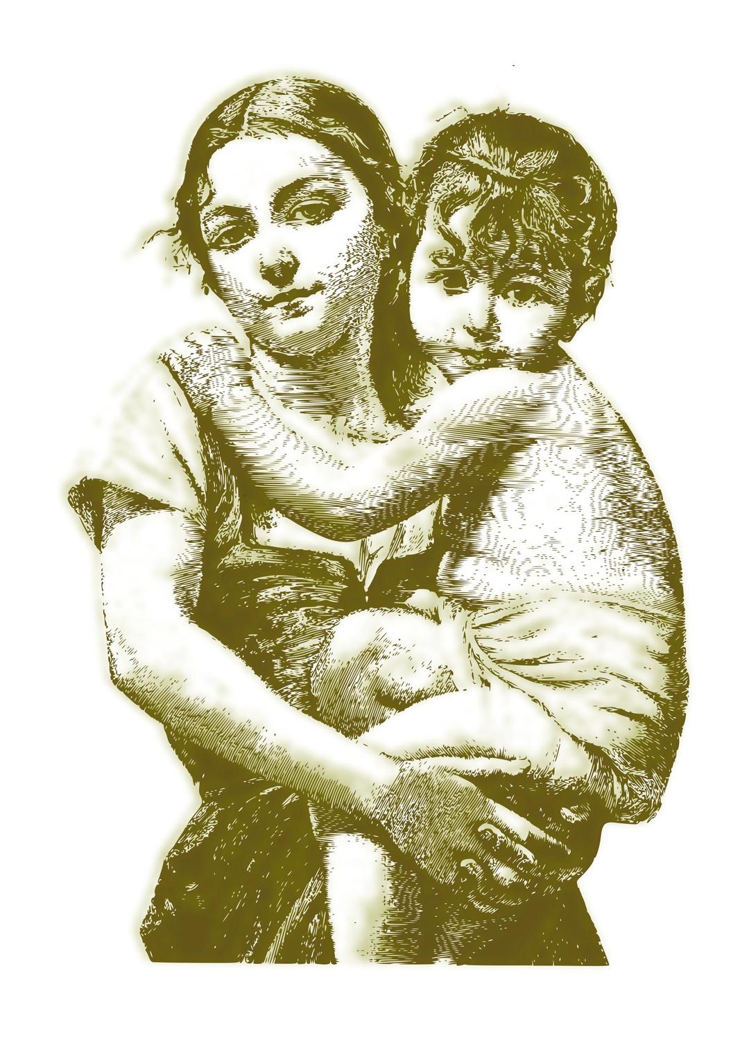 Vintage woman with child 05 png transparent