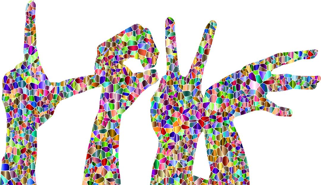 Vivid Polychromatic Tiled Love Hands Silhouette png transparent