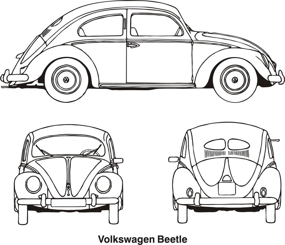 Volkswagen Beetle, year 1952 png transparent