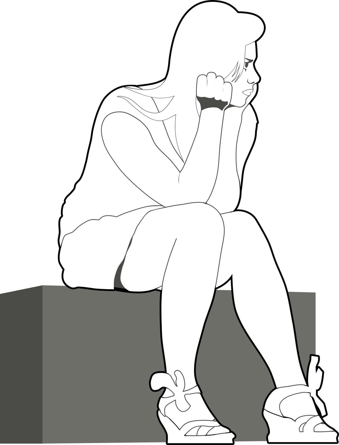 Waiting girl O by Rones png transparent