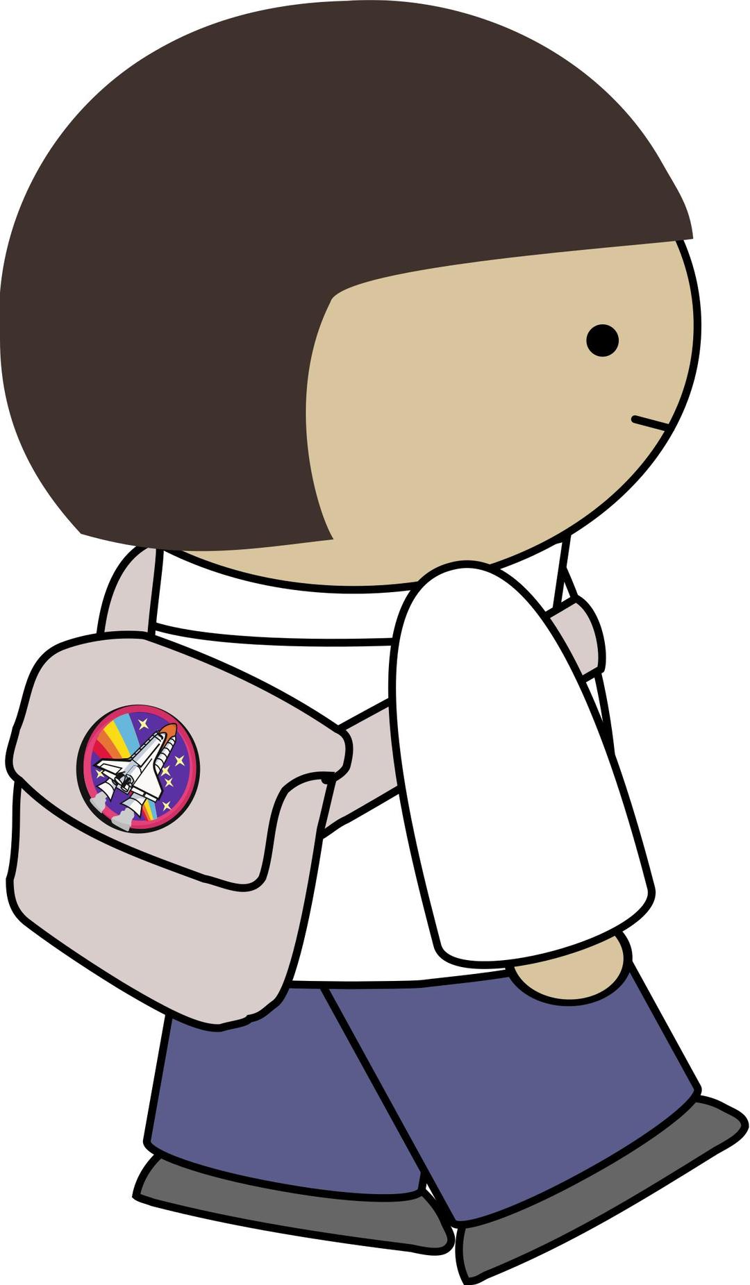 Walking character with backpack png transparent