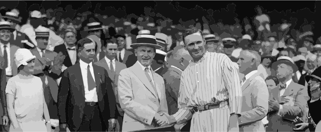 Walter Johnson and Calvin Coolidge shake hands FINAL png transparent
