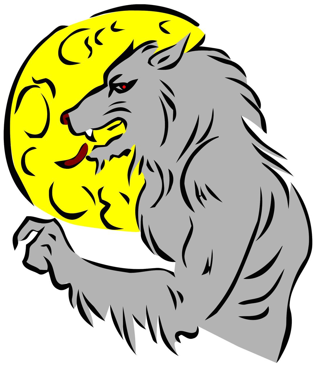 Werewolf and moon in color png transparent