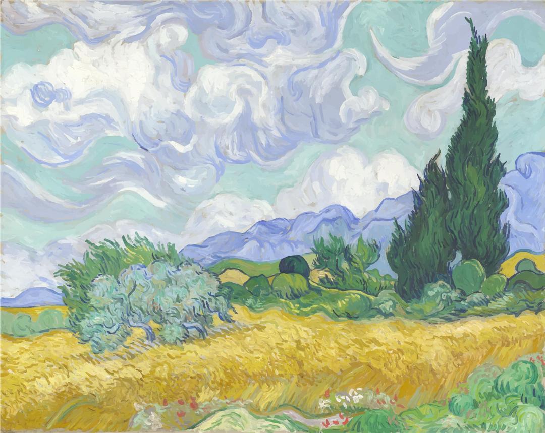 Wheat Field with Cypresses Vincent Van Gogh png transparent