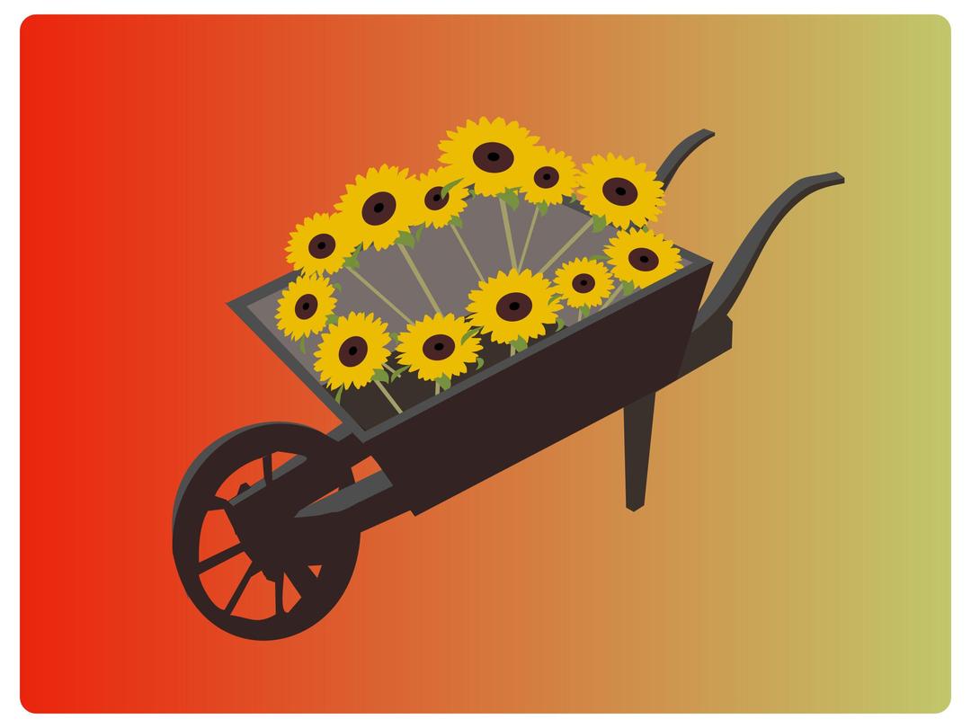 Wheel-barrow-sunflower png transparent