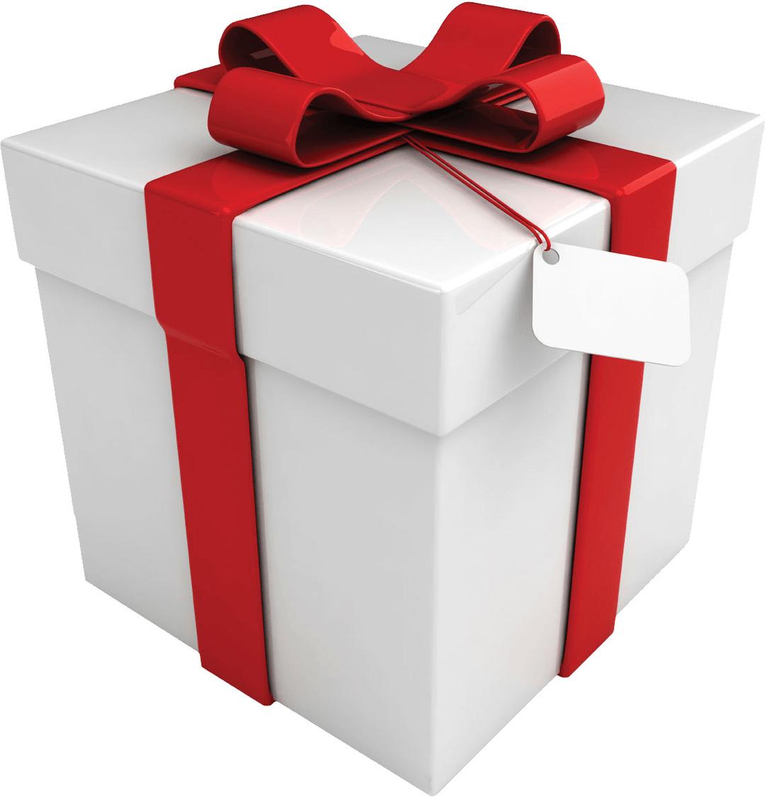 White Box Tag Red Ribbon Gift png transparent