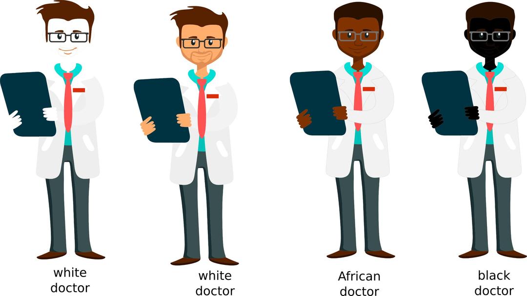 white Caucasian African black doctors png transparent
