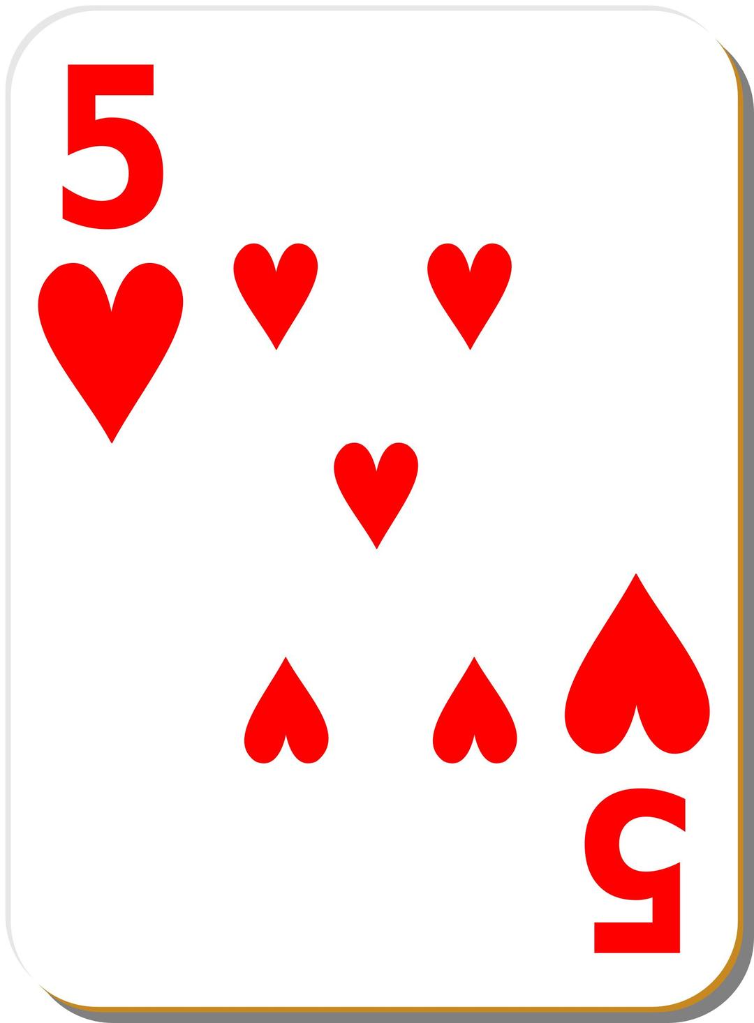 White deck: 5 of hearts png transparent