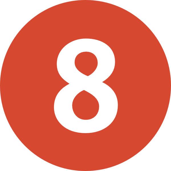 White Number 8 In Orange Circle png transparent