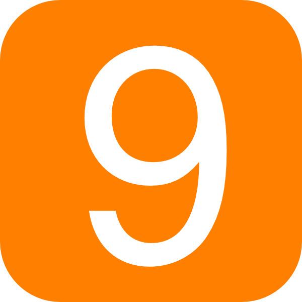 White Number 9 In Orange Rounded Square png transparent