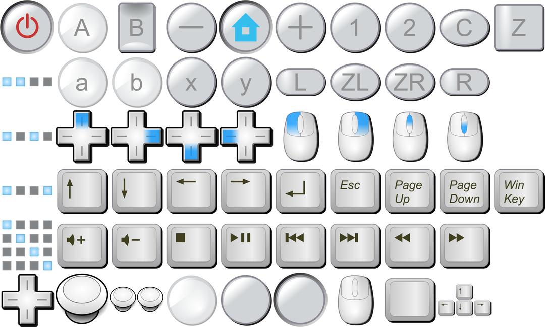 Wii buttons, mouse buttons, keyboard keys png transparent