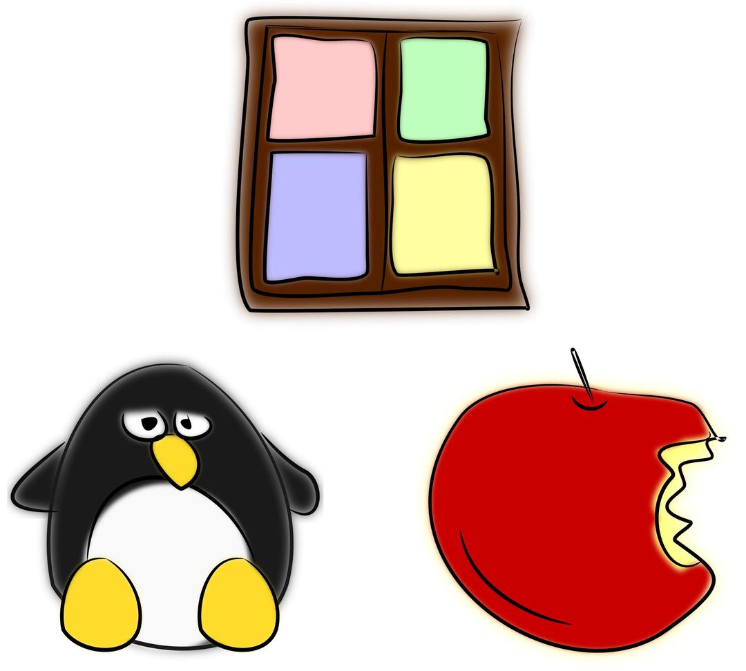 Window, penguin and apple png transparent