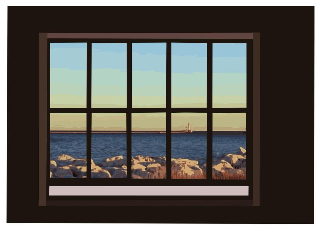 Window with ocean-view png transparent