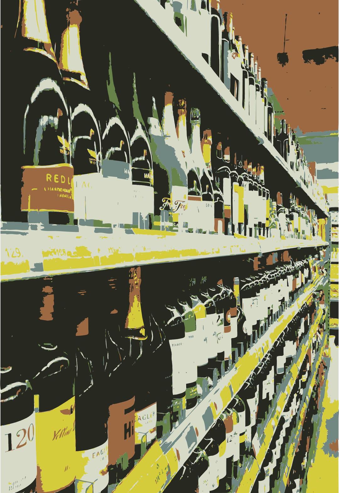 Wine selection on shelf png transparent