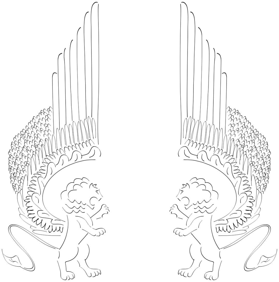 winged lions facing in png transparent