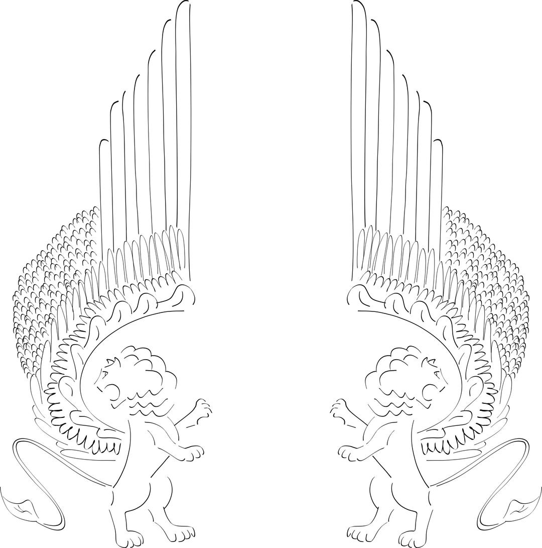 winged lions facing out png transparent