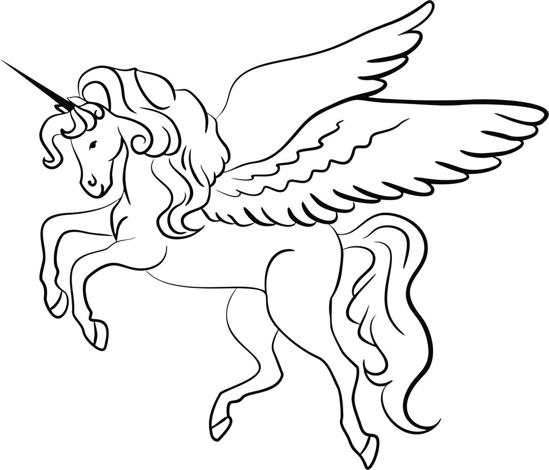 Winged Unicorn Line Art png transparent