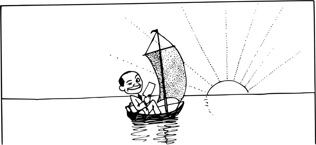 Winking Man in Sailboat png transparent